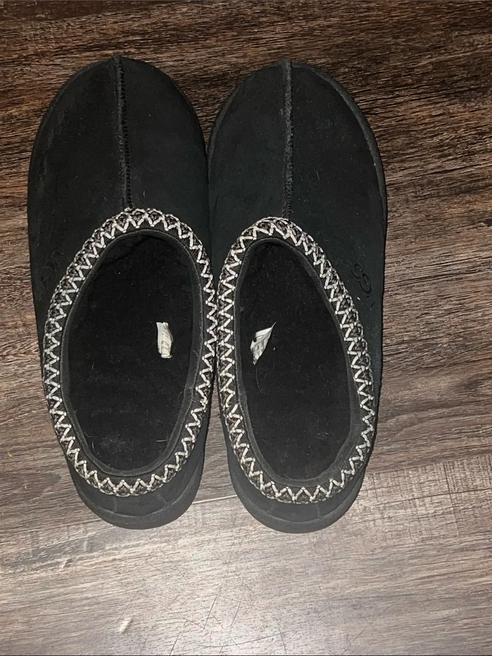 UGG Black Suede Slip-On Loafers with Contrast Stitching
